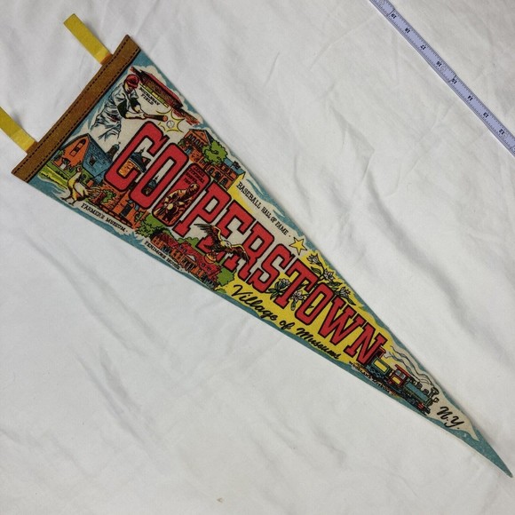 Rare VINTAGE BASEBALL Hall Of Fame COOPERSTOWN Village Of Museum FELT PENNANT 25 - Picture 1 of 12